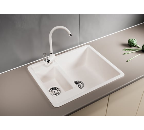 Мойка mixline ML-GM21 двухчашевая, белая, 331, 485х600х190 мм 525172