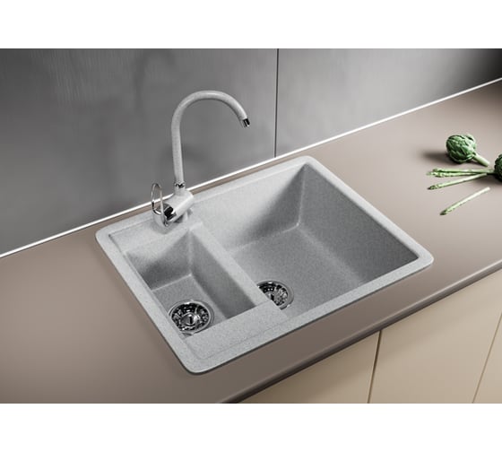 Мойка mixline ML-GM21 двухчашевая, серая, 310, 485х600х190 мм 525166