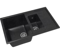 Мойка mixline ML-GM22 двухчашевая, с крылом, черная, 308, 495х770х195 мм 525178