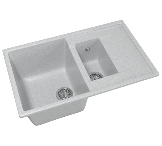 Мойка mixline ML-GM22 двухчашевая, с крылом, серая, 310, 495х770х195 мм 525177 1