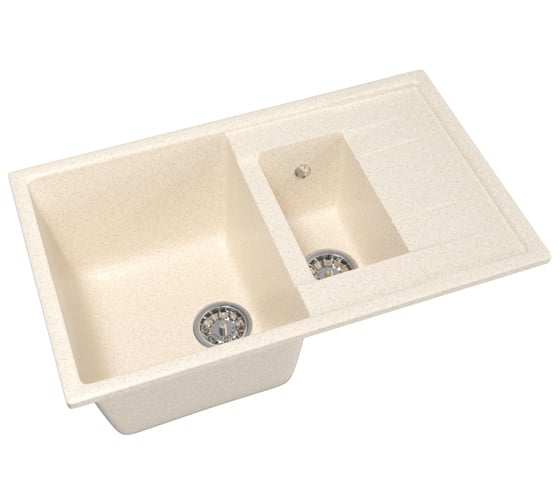 Мойка mixline ML-GM22 двухчашевая, с крылом, бежевая, 328, 495х770х195 мм 525182