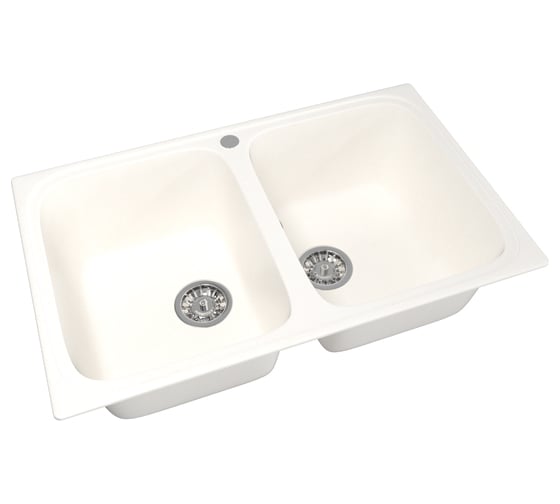 Мойка MIXLINE  ML-GM23 двухчашевая, белая, 331, 495х775х200 мм 525191 1