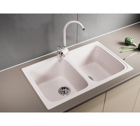 Мойка mixline ML-GM23 двухчашевая, светло-розовая, 311, 495х775х200 мм 525188