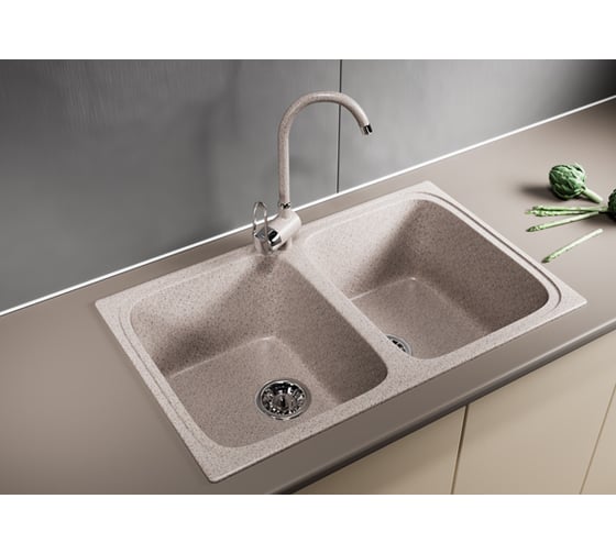 Мойка mixline ML-GM23 двухчашевая, песочная, 302, 495х775х200 мм 525184