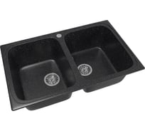 Мойка mixline ML-GM23 двухчашевая, черная, 308, 495х775х200 мм 525186