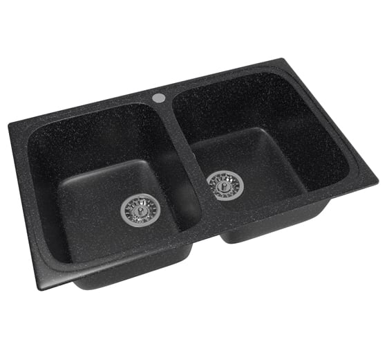 Мойка mixline ML-GM23 двухчашевая, черная, 308, 495х775х200 мм 525186