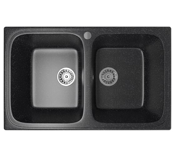 Мойка mixline ML-GM23 двухчашевая, черная, 308, 495х775х200 мм 525186