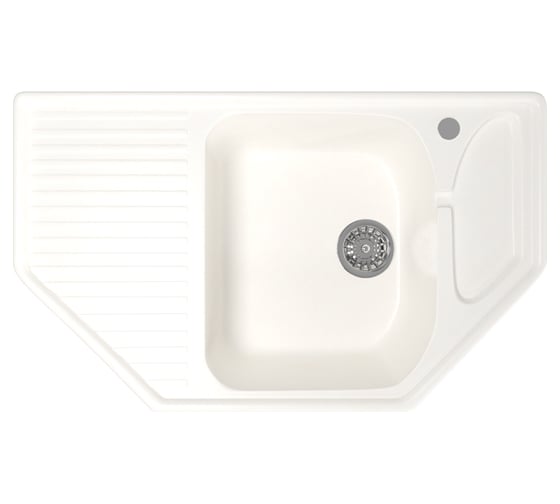 Мойка mixline ML-GM24 угловая, с крылом, молоко, 341, 490х780х170 мм 532405