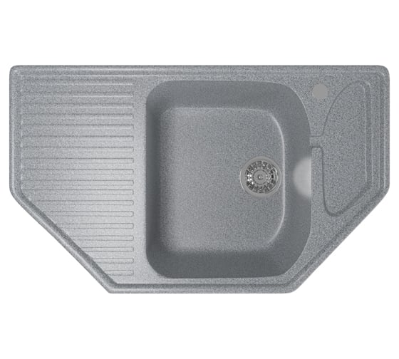 Мойка mixline ML-GM24 угловая, с крылом, темно-серая, 309, 490х780х170 мм 525195