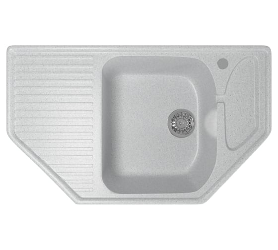 Мойка mixline ML-GM24 угловая, с крылом, серая, 310, 490х780х170 мм 525193