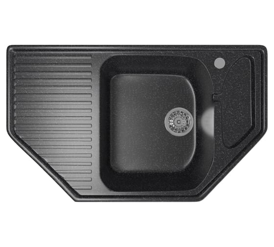 Мойка mixline ML-GM24 угловая, с крылом, черная, 308, 490х780х170 мм 525194