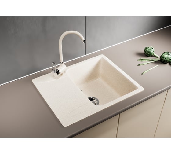 Мойка mixline ML-GM26 с крылом, бежевая, 328, 470х580х190 мм 525214