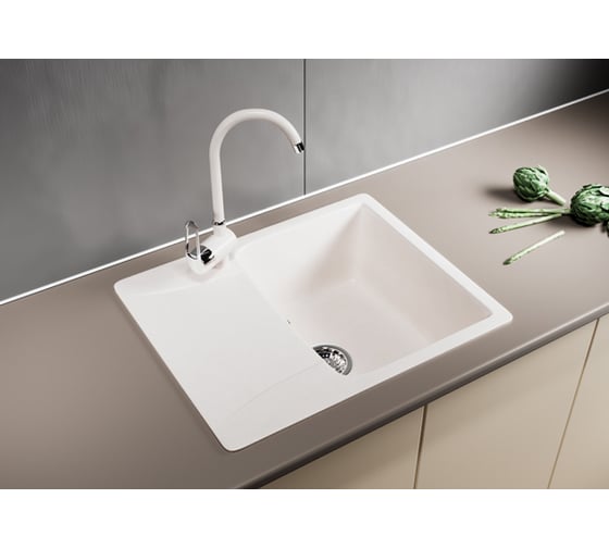 Мойка mixline ML-GM26 с крылом, молоко, 341, 470х580х190 мм 532407