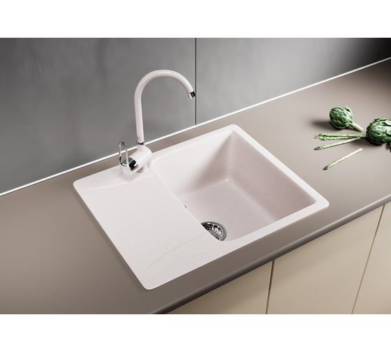 Мойка mixline ML-GM26 с крылом, светло-розовая, 311, 470х580х190 мм 525212