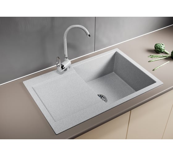 Мойка mixline ML-GM31 с крылом, серая, 310, 495х770х190 мм 537714