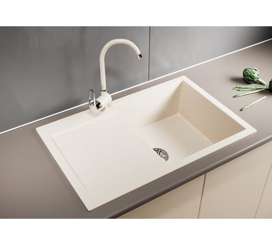 Мойка mixline ML-GM31 с крылом, бежевая, 328, 495х770х190 мм 537710