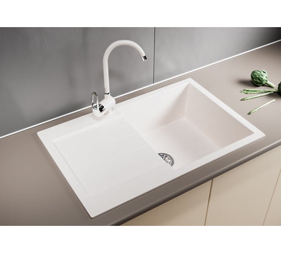 Мойка mixline ML-GM31 с крылом, белая, 331, 495х770х190 мм 537712