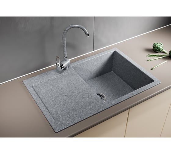 Мойка mixline ML-GM31 с крылом, темно-серая, 309, 495х770х190 мм 537715