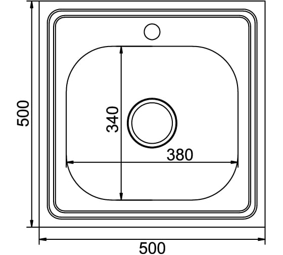 Мойка mixline 50х50х16 см, 0.6, выпуск 3 1/2, с сифоном 527973