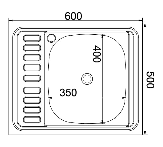 Мойка mixline 50х60х16 см, 0.4, правый выпуск 1 1/2 538191