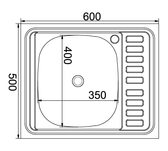 Мойка mixline 50х60х16 см, 0.4, левый выпуск 1 1/2 538190