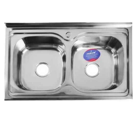 Мойка mixline 50х80х18 см, 0.6, 2 чаши, выпуск 3 1/2, с сифоном 530528