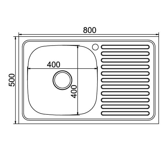 Мойка mixline 50х80х16 см, 0.6, левый выпуск 3 1/2, с сифоном 528174