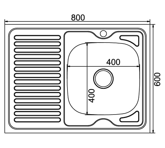 Мойка mixline 60х80х16 см, 0.6, правый выпуск 3 1/2, с сифоном 528017