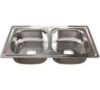 Врезная мойка mixline 46х81х18 см, 0.8, 2 чаши, выпуск 3 1/2, с сифоном 532312