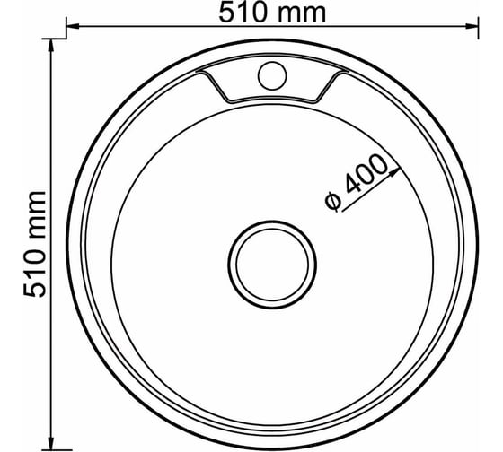 Мойка mixline круглая, 51х51х17 см, 0.6, выпуск 3 1/2, с сифоном 528184