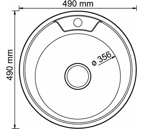 Мойка mixline круглая, 49х49х17 см, 0.6, выпуск 3 1/2, с сифоном 528182