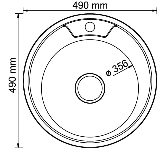 Мойка mixline круглая, 49х49х18 см, 0.8, выпуск 3 1/2, с сифоном, декор 532306