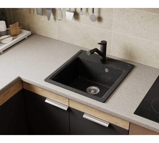 Мойка кухонная GreenStone черная GRS-01-308