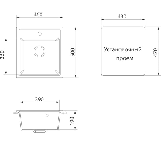 Мойка кухонная GreenStone темно-серая GRS-01-309
