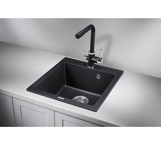 Кухонная кварцевая мойка GRANULA GR-4651 465х510 мм, шварц