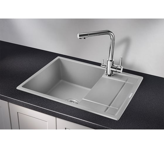 Оборачиваемая кухонная кварцевая мойка GRANULA GR-6501 650х495 мм, алюминимум