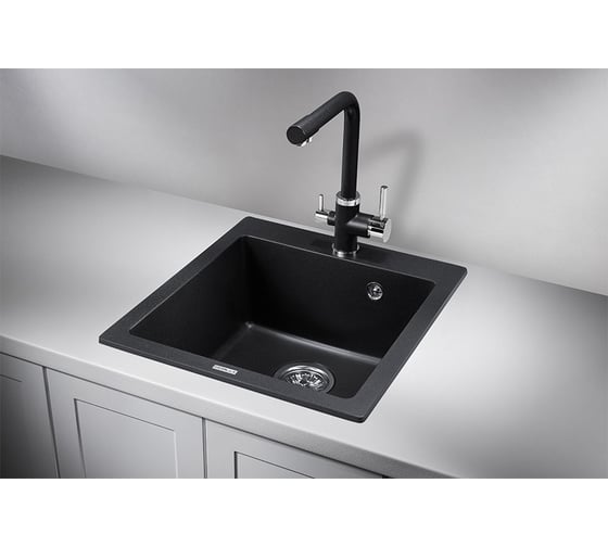 Кухонная кварцевая мойка GRANULA GR-4651 465х510 мм, черный
