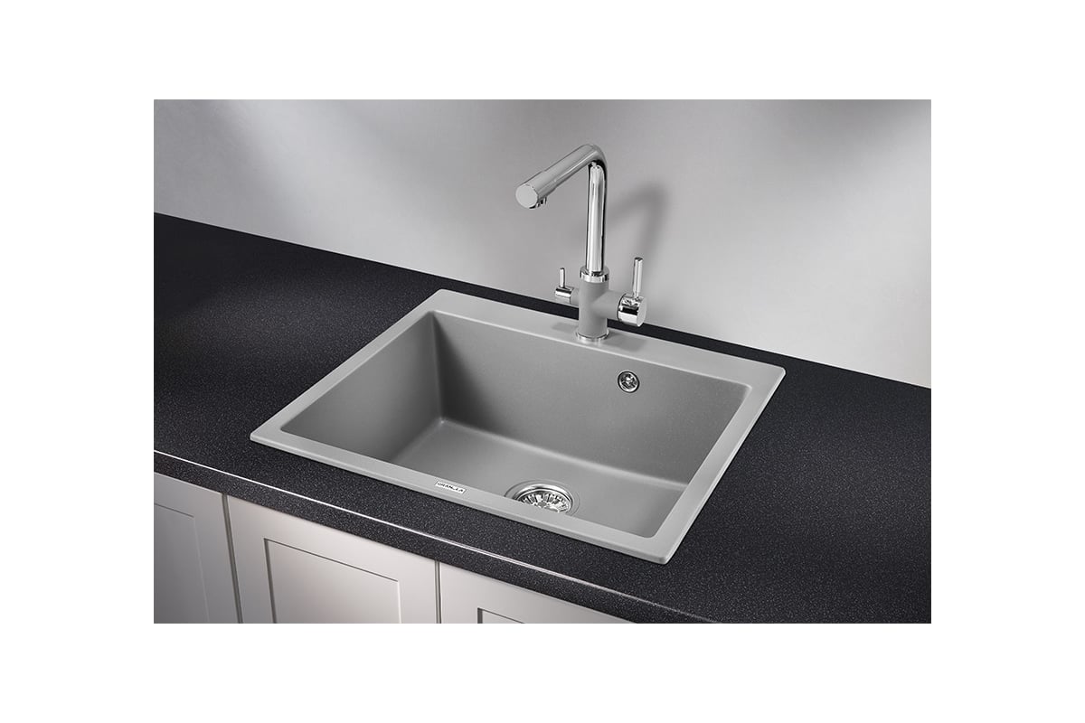 Кухонная кварцевая мойка GRANULA GR-6001 600х520 мм, 6001 алюминиум ...