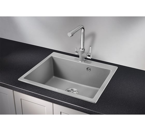 Кухонная кварцевая мойка GRANULA GR-6001 600х520 мм, 6001 алюминиум