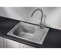 Оборачиваемая кухонная кварцевая мойка GRANULA GR-5801 575х495 мм, алюминиум