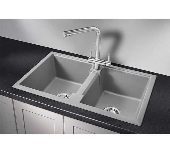 Кухонная кварцевая мойка GRANULA GR-8101 810х500 мм, алюминиум