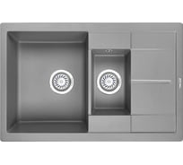 Оборачиваемая кухонная кварцевая мойка GRANULA GR-7802 775х495 мм, алюминиум