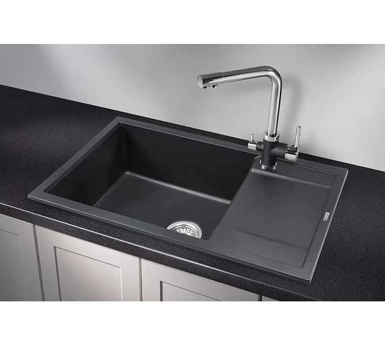 Оборачиваемая кухонная кварцевая мойка GRANULA GR-7805 780х500 мм, черный