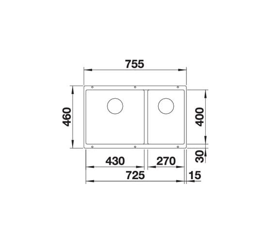 Мойка Blanco SUBLINE 430 270 U SILGRANIT PuraDur темная скала, с отводной арматурой InFino 523152