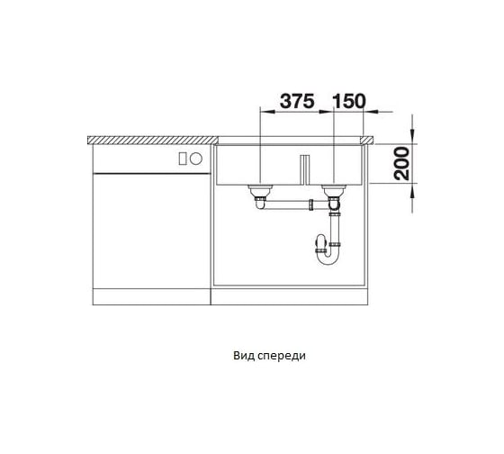 Мойка Blanco SUBLINE 430 270 U SILGRANIT PuraDur темная скала, с отводной арматурой InFino 523152