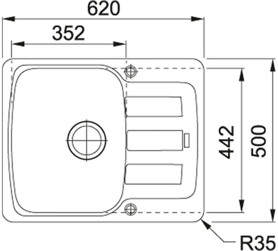 Мойка FRANKE AZG 611-62 стоп-вентиль, белый 114.0537.776