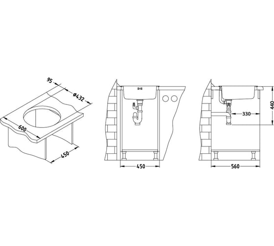 Мойка ALVEUS FORM 10 NAT-60 FI 450 1X в комплекте с сифоном 1008987