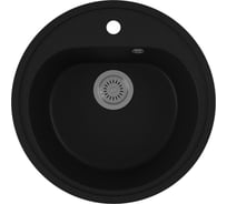 Мойка для кухни Bauedge BAU Dream Black coal D 44, выпуск с сифоном в комплекте, черный уголь GR0104