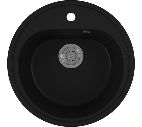 Мойка для кухни Bauedge BAU Dream Black coal D 44, выпуск с сифоном в комплекте, черный уголь GR0104 1