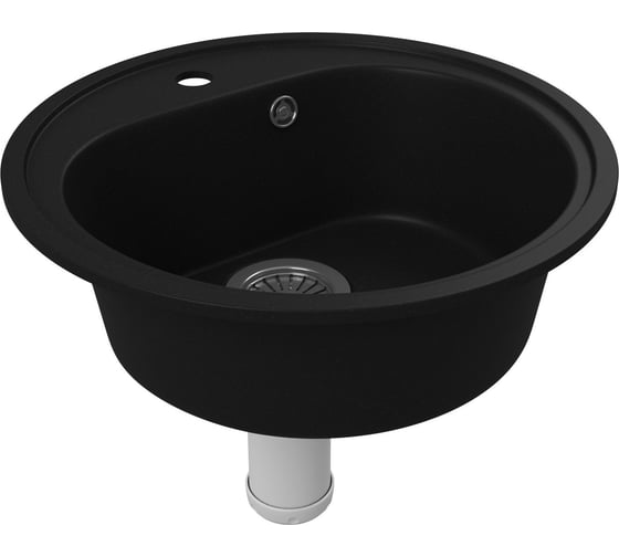 Мойка для кухни Bauedge BAU Dream Black coal D 44, выпуск с сифоном в комплекте, черный уголь GR0104